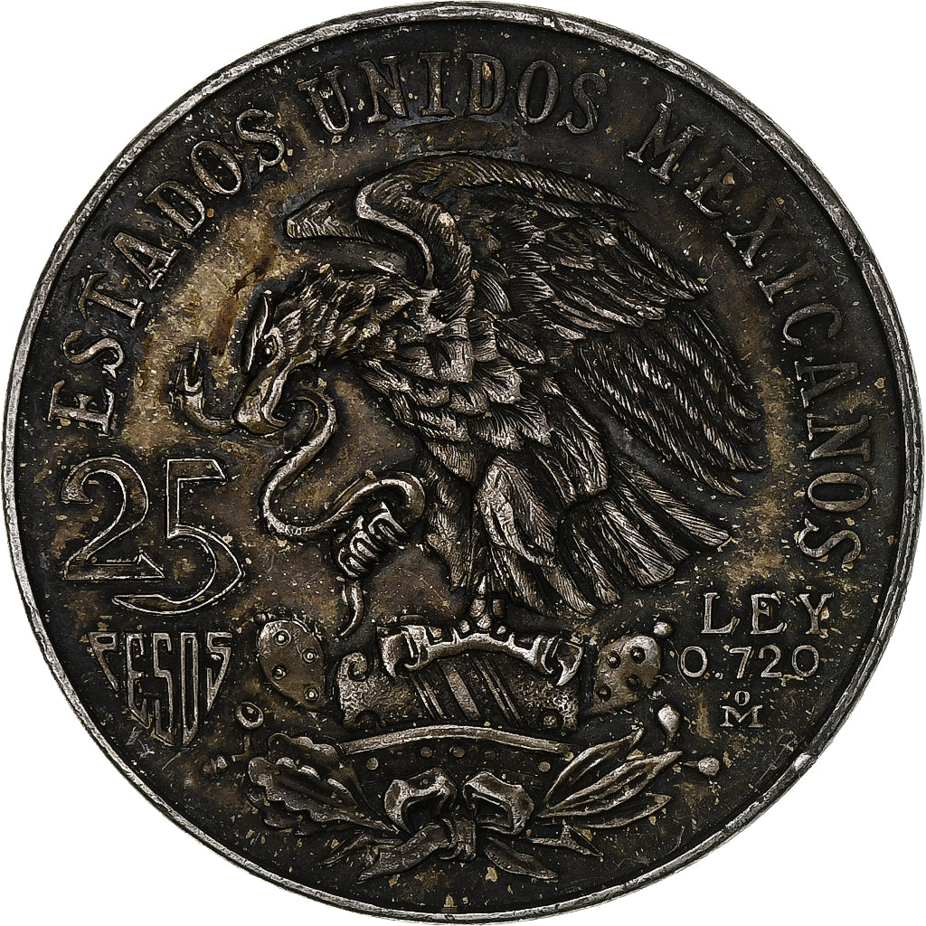 Mexico, 25 Pesos, 1968, Mexico City, AU(50-53), Silver, KM:479.1