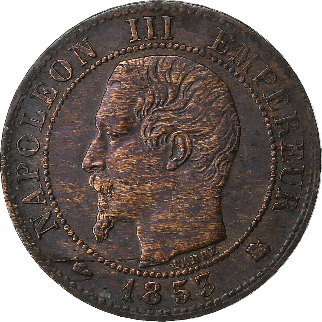Francia, Napoleon III, Centime, 1853, Bordeaux, Bronce, MBC, Gadoury:86, Le