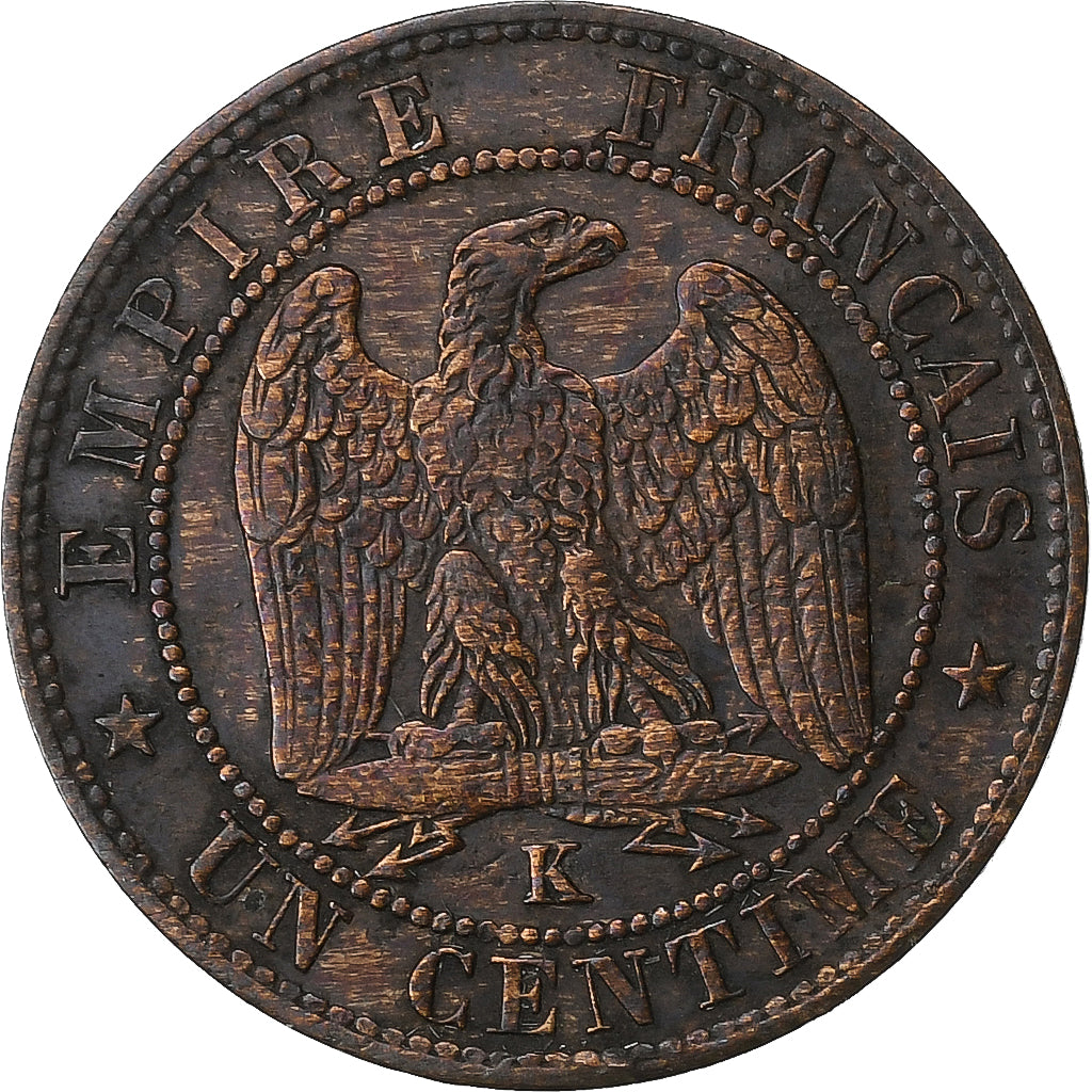 Francia, Napoleon III, Centime, 1853, Bordeaux, Bronce, MBC, Gadoury:86, Le