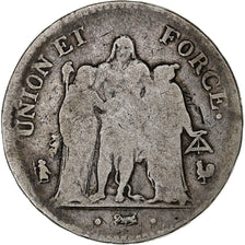 França, 5 Francs, Union et Force, AN 11, Paris, Union serré, Prata, F(12-15)