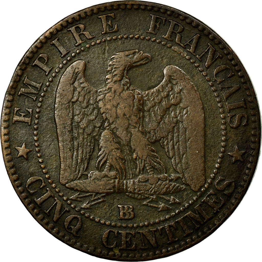 Moneta, Francia, Napoleon III, Napoléon III, 5 Centimes, 1853, Strasbourg, MB+