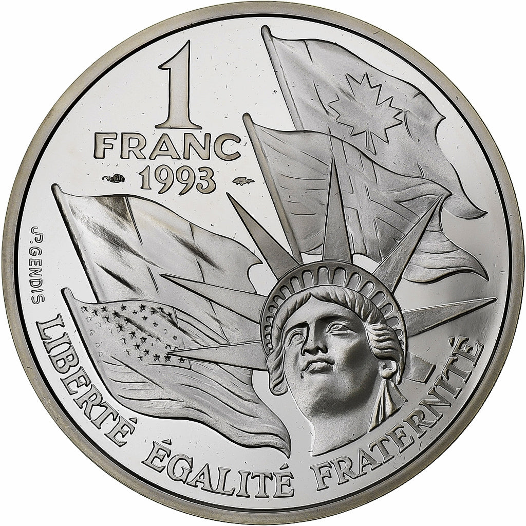 France, Franc, Débarquement, 1993, Monnaie de Paris, BE, Silver, MS(65-70)