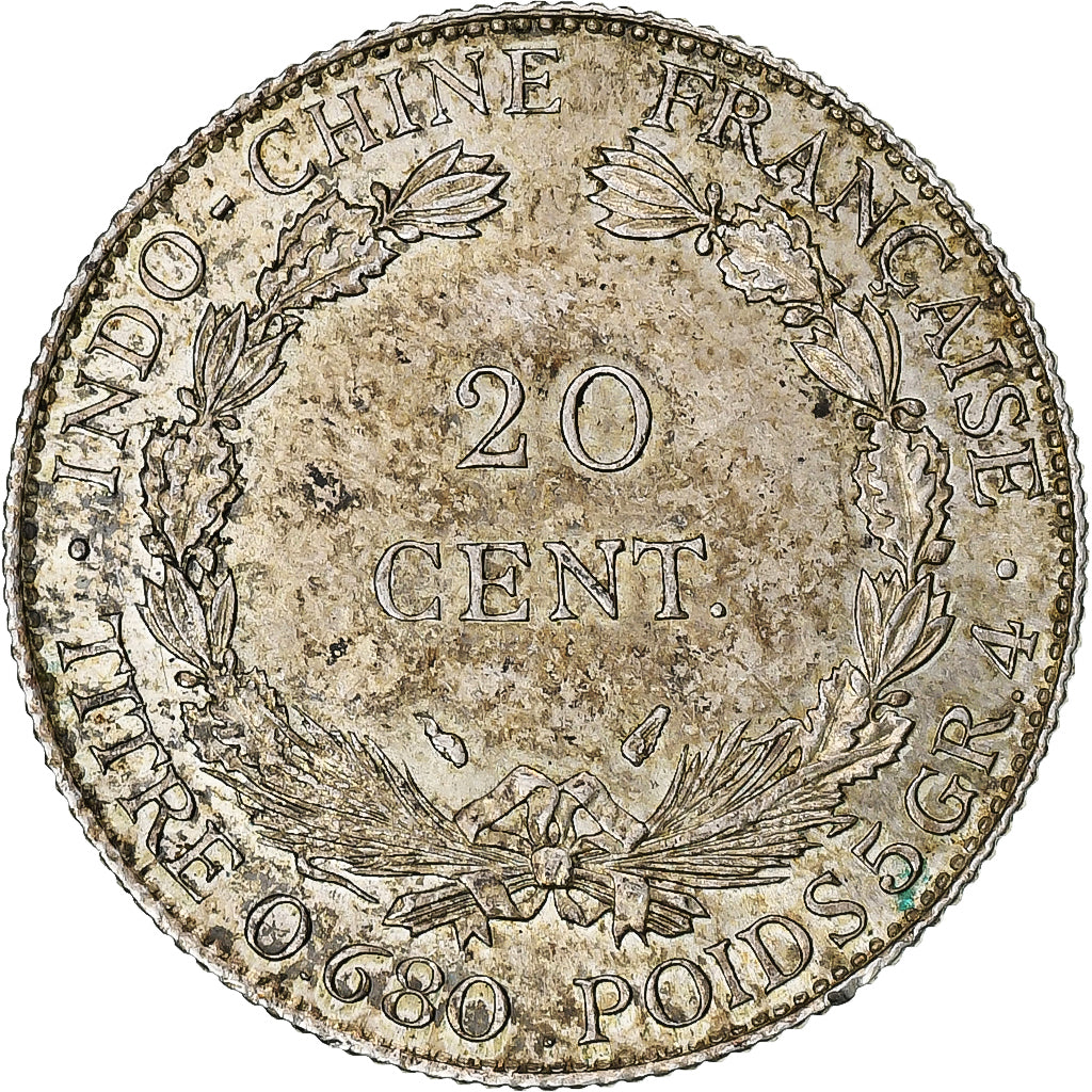 Indochine française, 20 Cents, 1937, Paris, Argent, SUP, KM:17.2