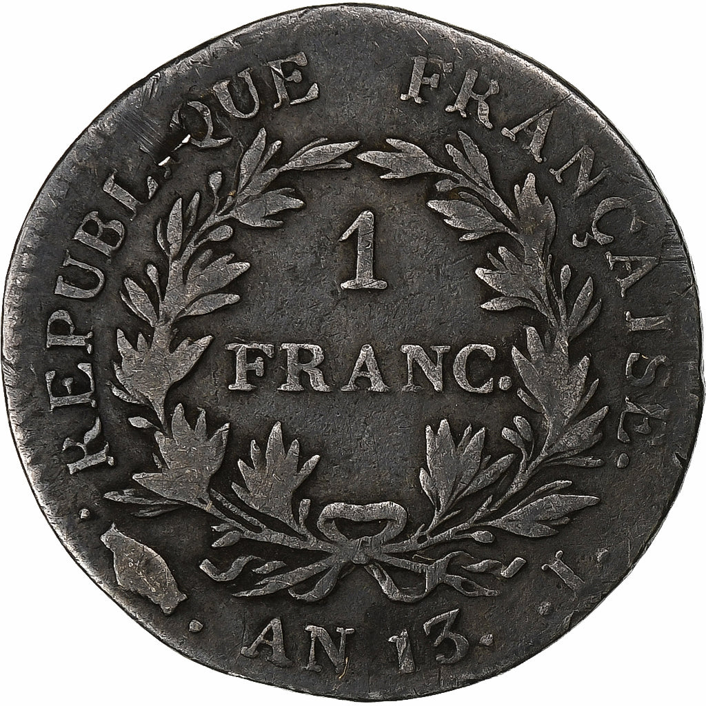 Francja, Napoleon I, Franc, AN 13, Limoges, Srebro, VF(30-35), Gadoury:443, Le