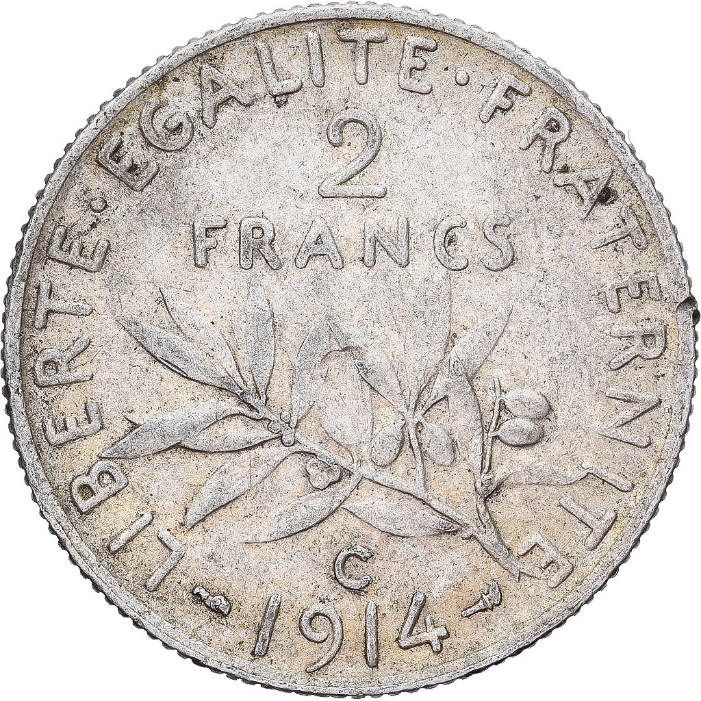 France, 2 Francs, Semeuse, 1914, Castelsarrasin, Argent, TTB, Gadoury:532