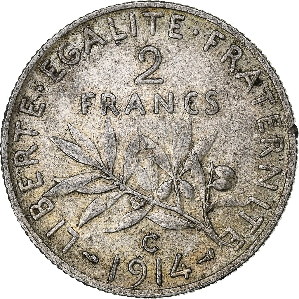 Francia, 2 Francs, Semeuse, 1914, Castelsarrasin, Argento, BB, Gadoury:532