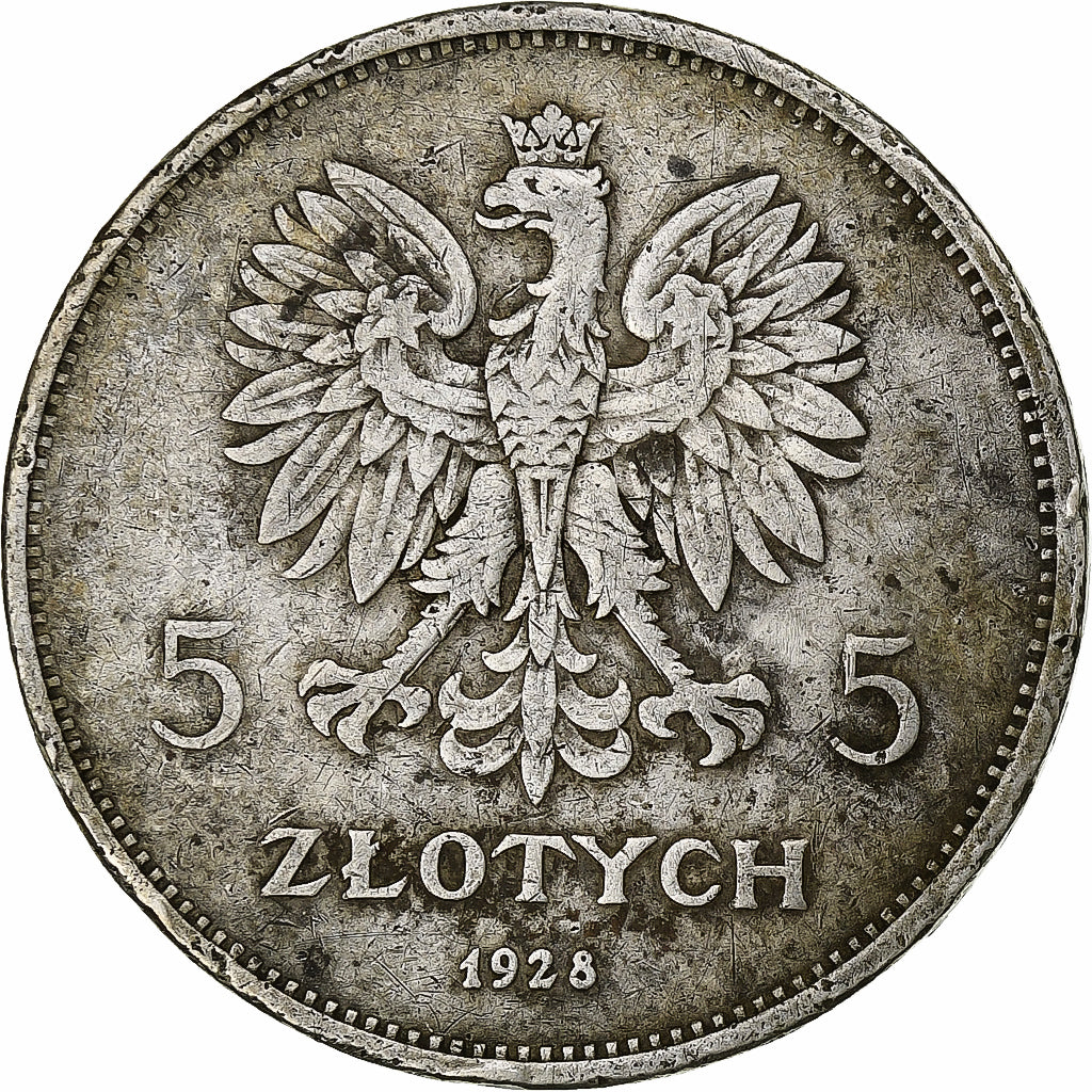 Pologne, 5 Zlotych, 1928, Warsaw, Argent, TB, KM:18