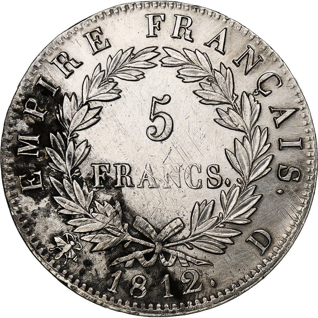France, Napoleon I, 5 Francs, 1812, Lyon, Silver, EF(40-45), Gadoury:584
