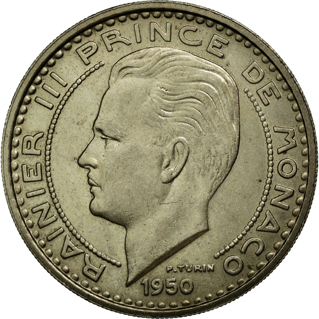 Coin, Monaco, Rainier III, 100 Francs, Cent, 1950, AU(50-53), Copper-nickel