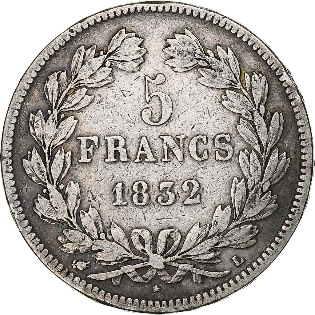 Coin, France, Louis-Philippe, 5 Francs, 1832, Bayonne, VF(20-25), Silver