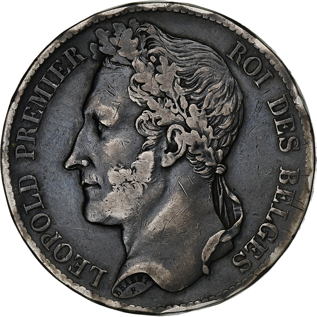 Belgium, Leopold I, 5 Francs, 1833, Brussels, Tranche B, Silver, VF(30-35)