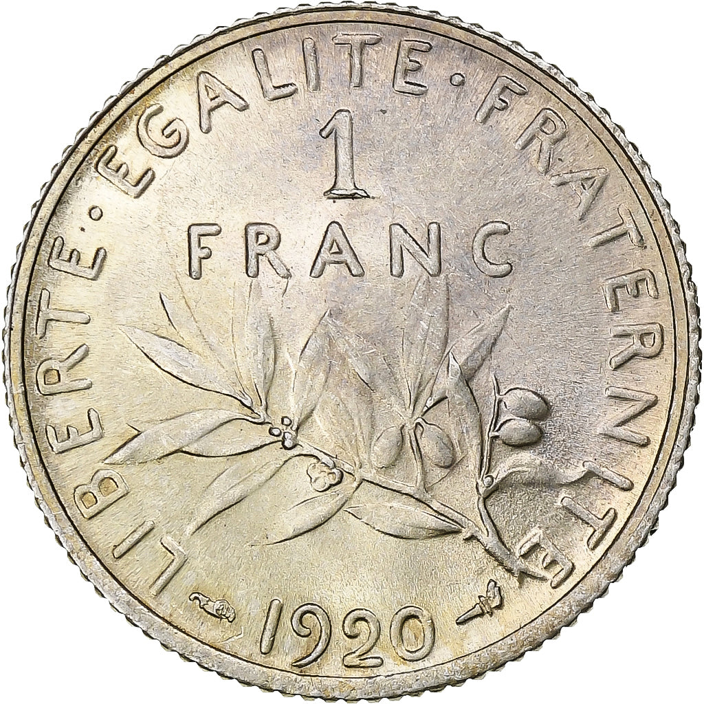 France, Franc, Semeuse, 1920, Paris, Silver, MS(63), Gadoury:467, KM:844.1