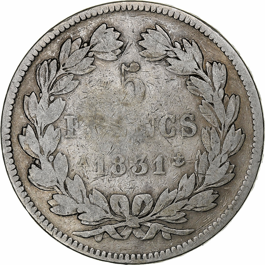 Monnaie, France, Louis-Philippe, 5 Francs, 1831, Paris, B+, Argent