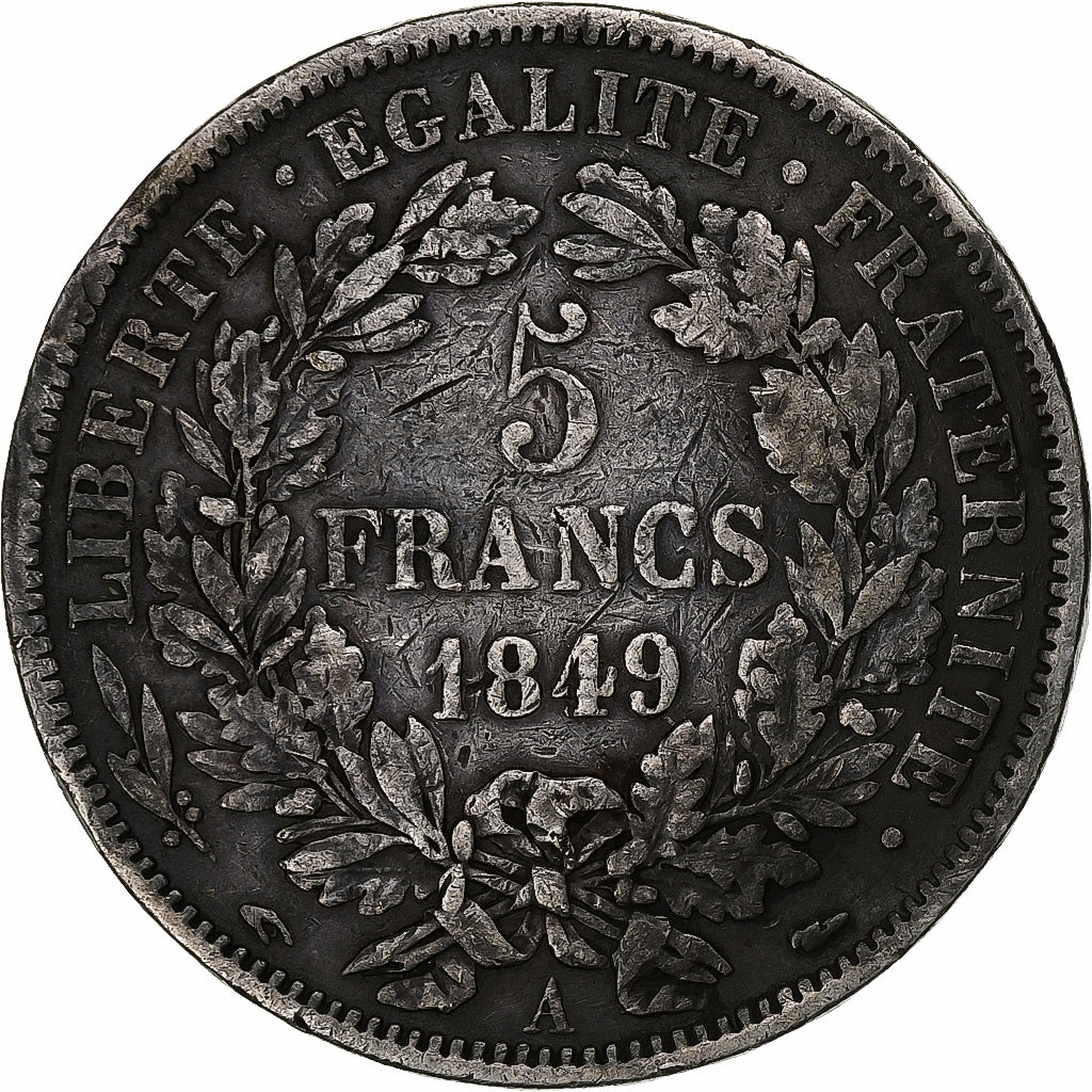 France, 5 Francs, Cérès, 1849, Paris, Silver, VF(30-35), Gadoury:719, KM:761.1