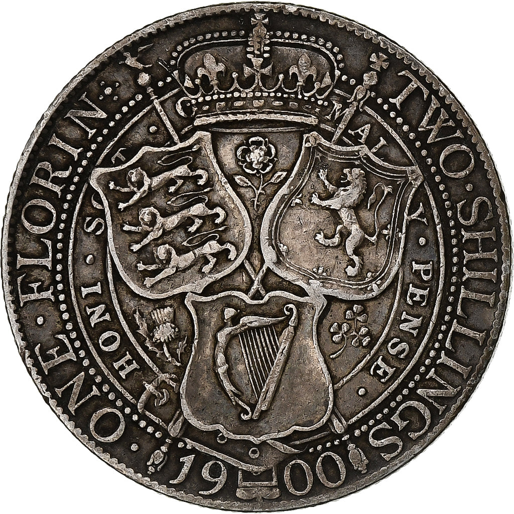 Coin, Great Britain, Victoria, Florin, 1900, London, AU(50-53), Silver, KM:781