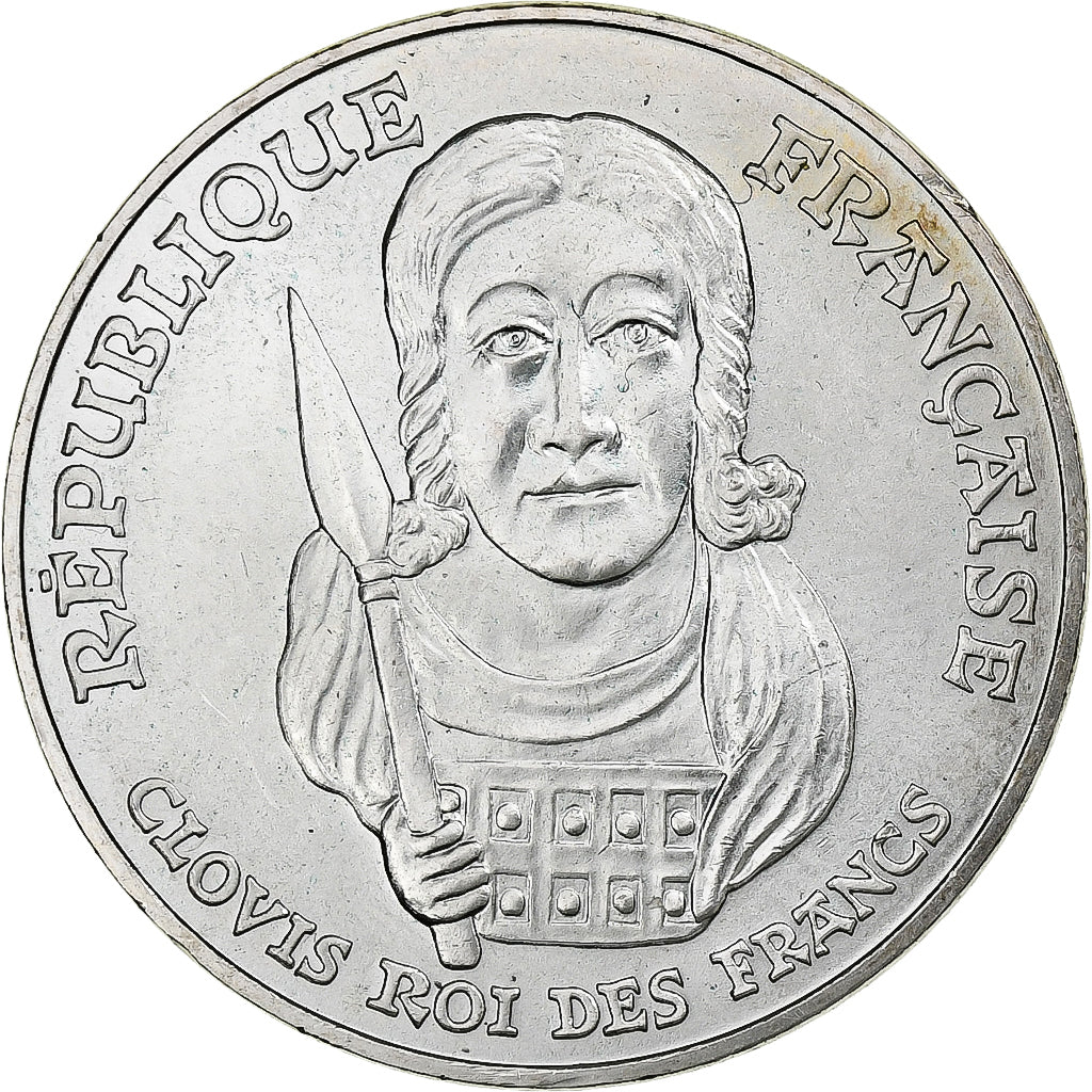 France, 100 Francs, Clovis, 1996, Silver, MS(60-62), Gadoury:953, KM:1180