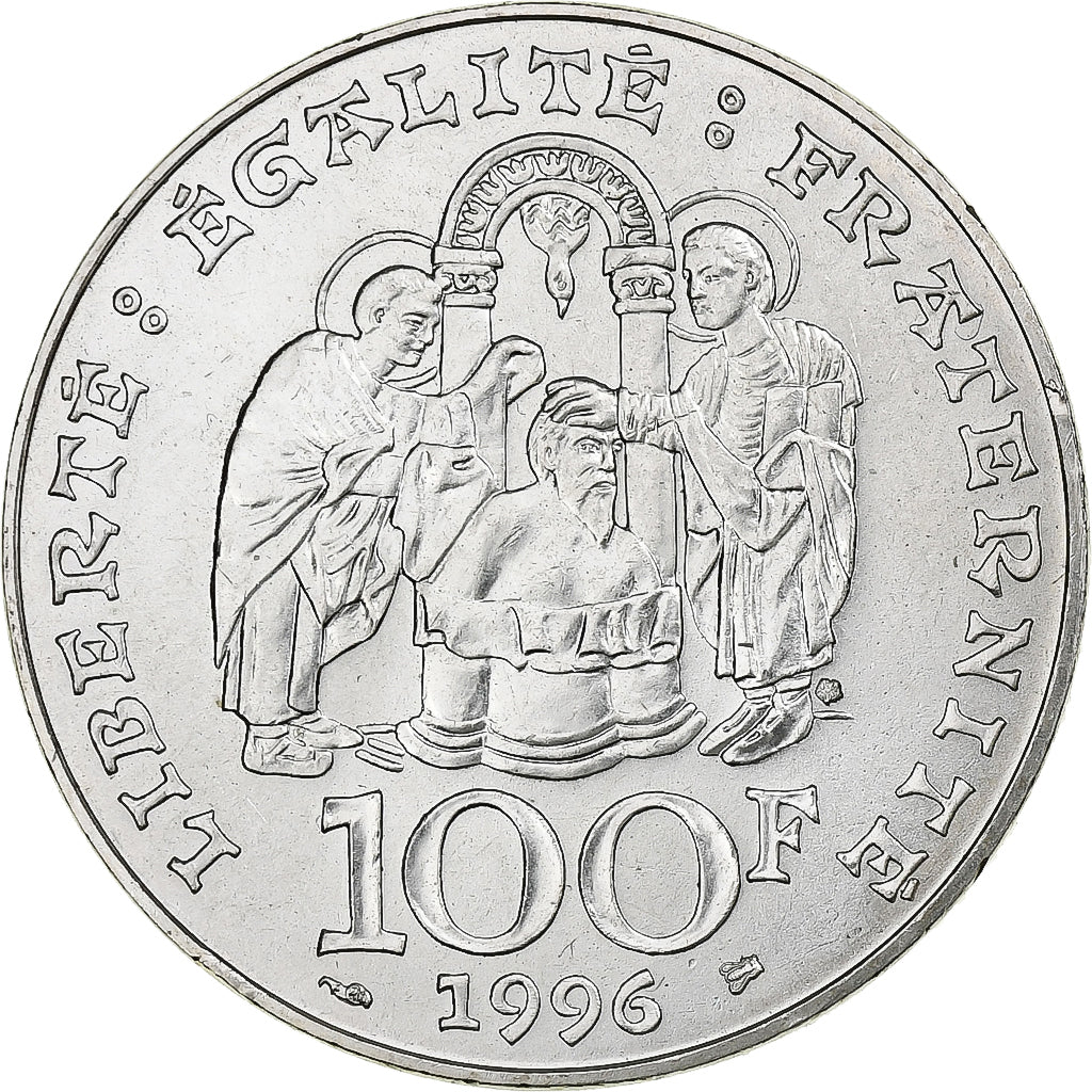 France, 100 Francs, Clovis, 1996, Silver, MS(60-62), Gadoury:953, KM:1180