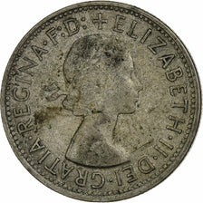 Australia, Elizabeth II, Florin, 1954, Melbourne, Silver, AU(50-53), KM:55