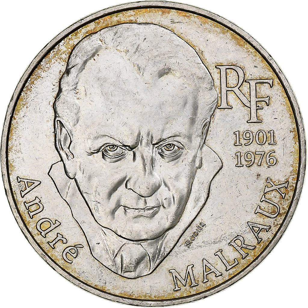 França, 100 Francs, André Malraux, 1997, Prata, AU(55-58), Gadoury:954