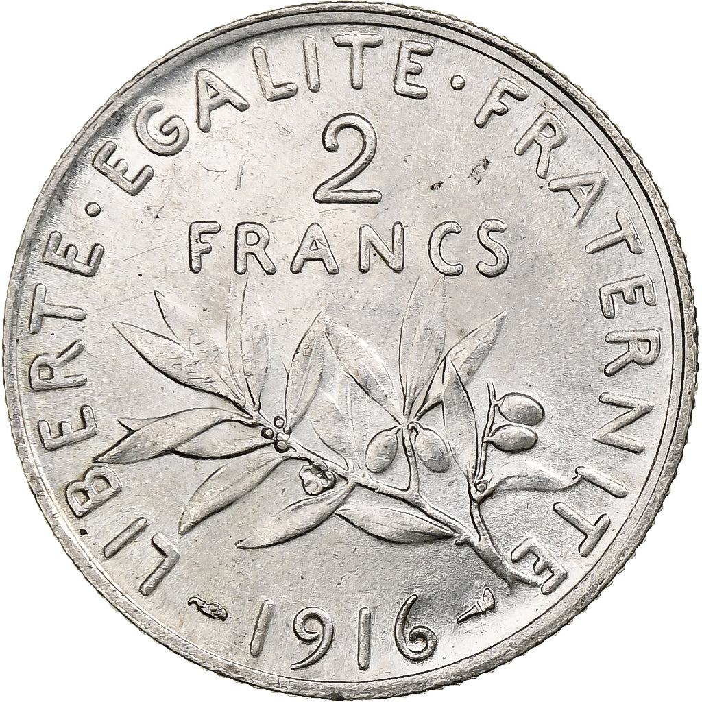 Frankreich, 2 Francs, Semeuse, 1916, Paris, Silber, UNZ, Gadoury:532, KM:845.1