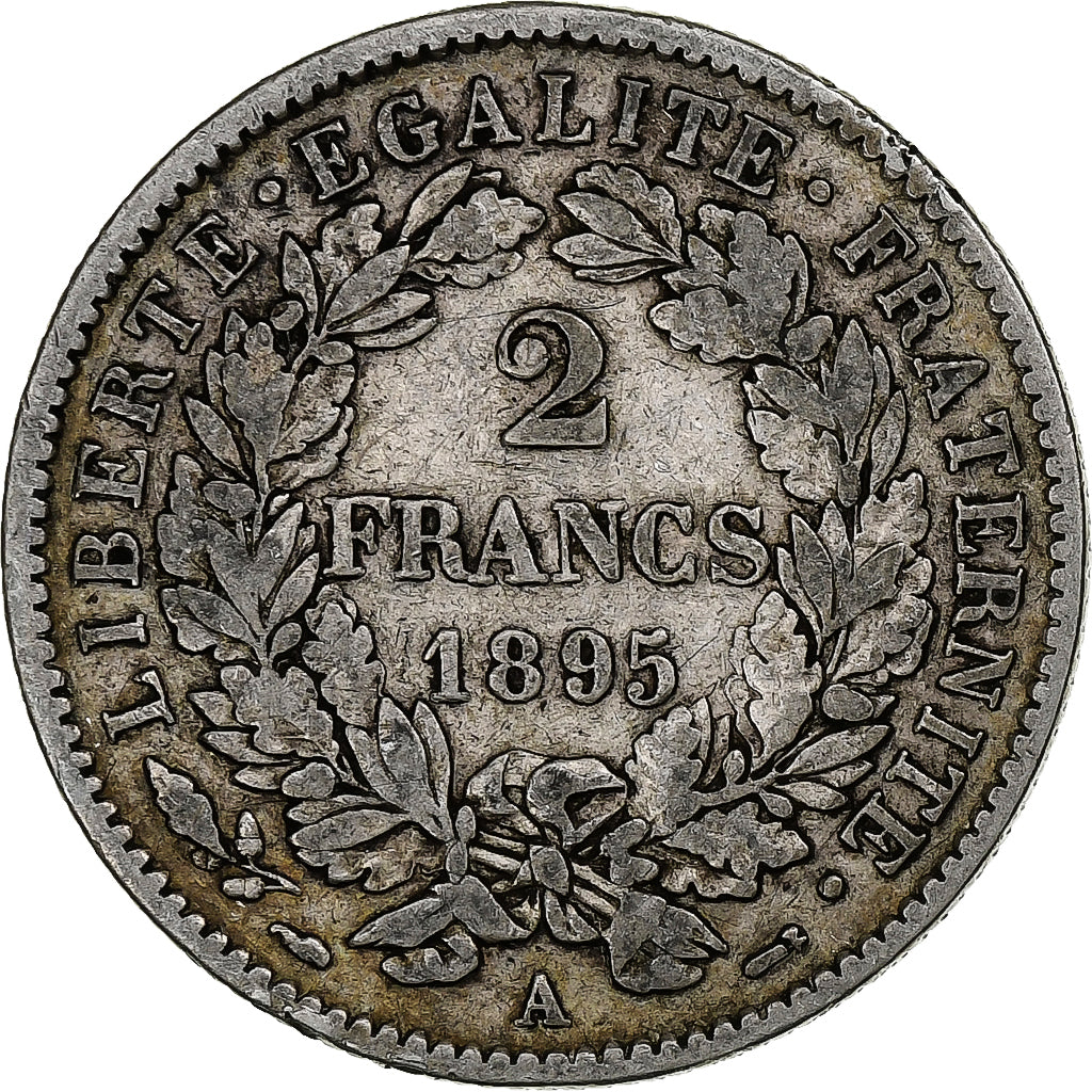 France, 2 Francs, Cérès, 1895, Paris, Silver, VF(30-35), Gadoury:530a