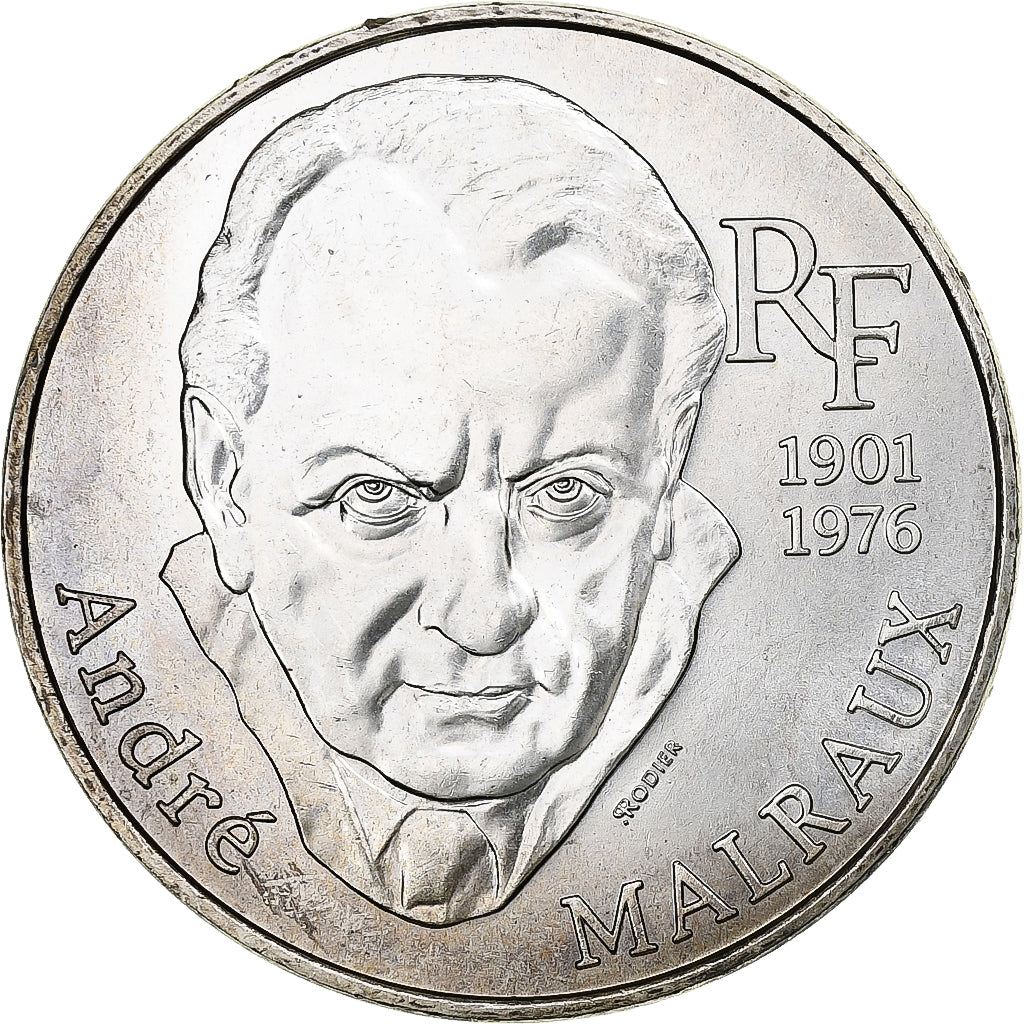 França, 100 Francs, André Malraux, 1997, Prata, AU(55-58), Gadoury:954