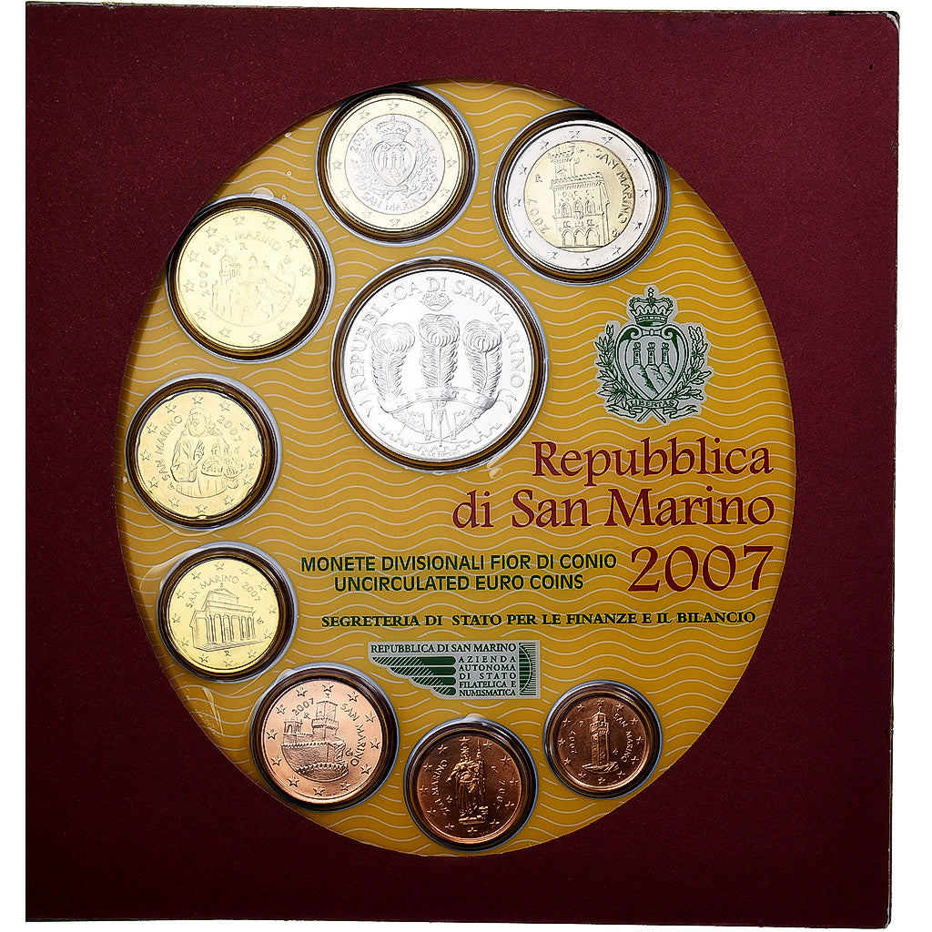 San Marino, Set 1 ct. - 5 Euro, BU, 2007, Rome, n.v.t., FDC