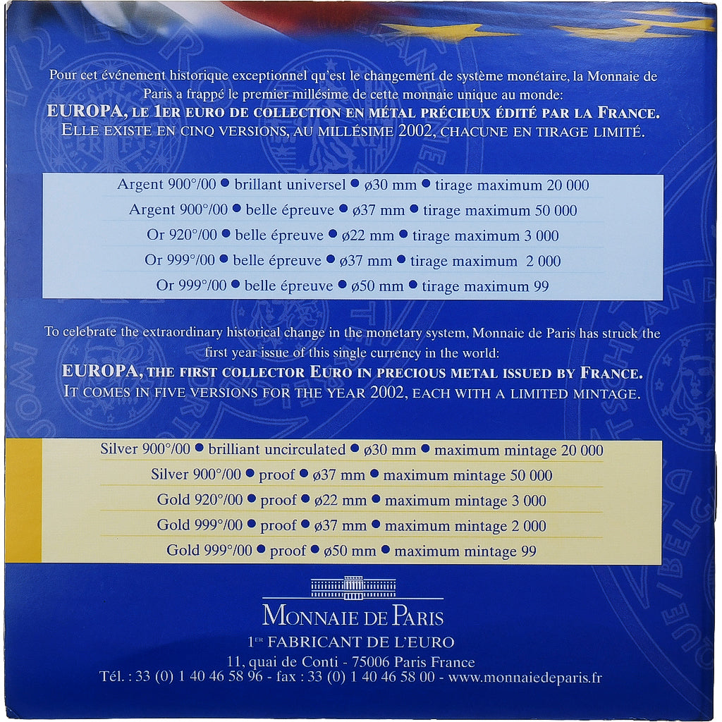 France, 6.55957 Francs, Europa, 2002, MDP, BU, Argent, FDC