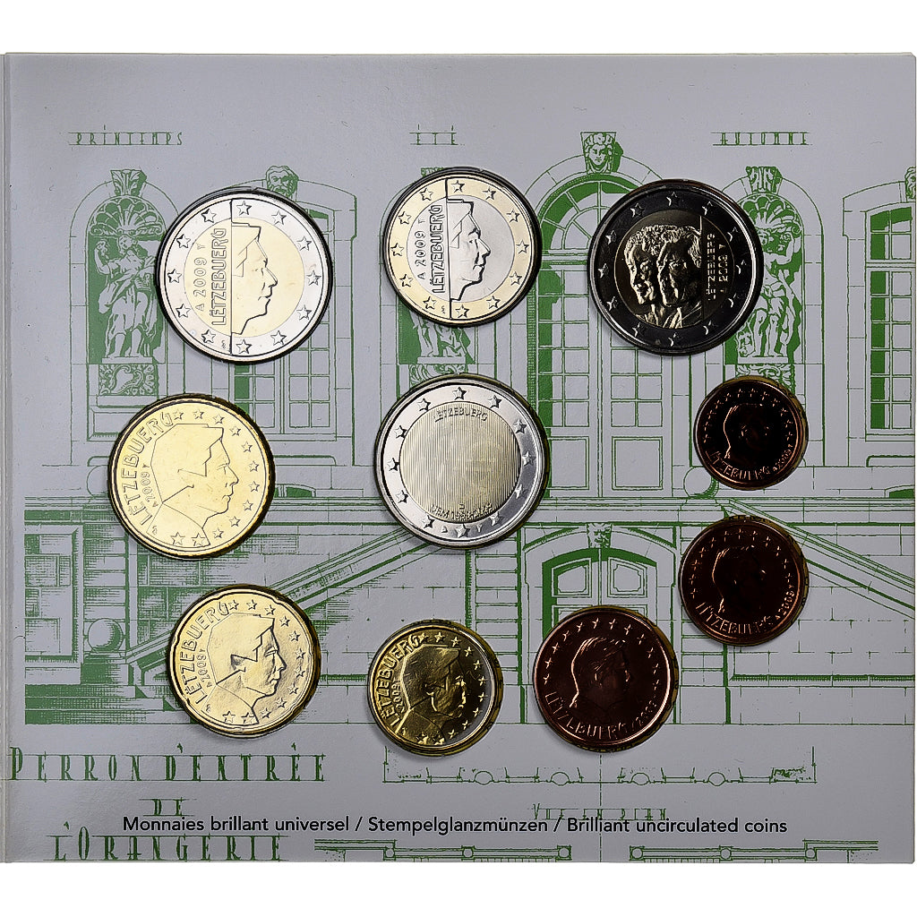 Luksemburg, Set 1 ct. - 2 Euro, BU, 2009, Utrecht, ND, MS(65-70)
