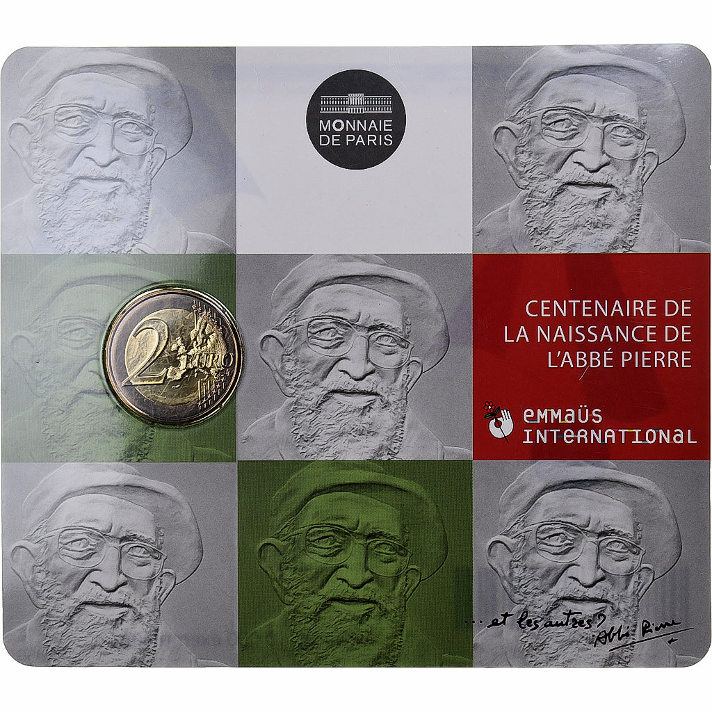 France, 2 Euro, Abbé Pierre, 2012, MDP, Bimetallic, MS(65-70)