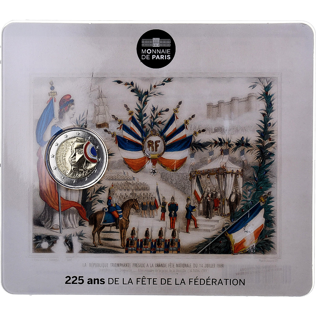 France, 2 Euro, Fête de la Fédération, Colorized, 2015, MDP, Bimetallic