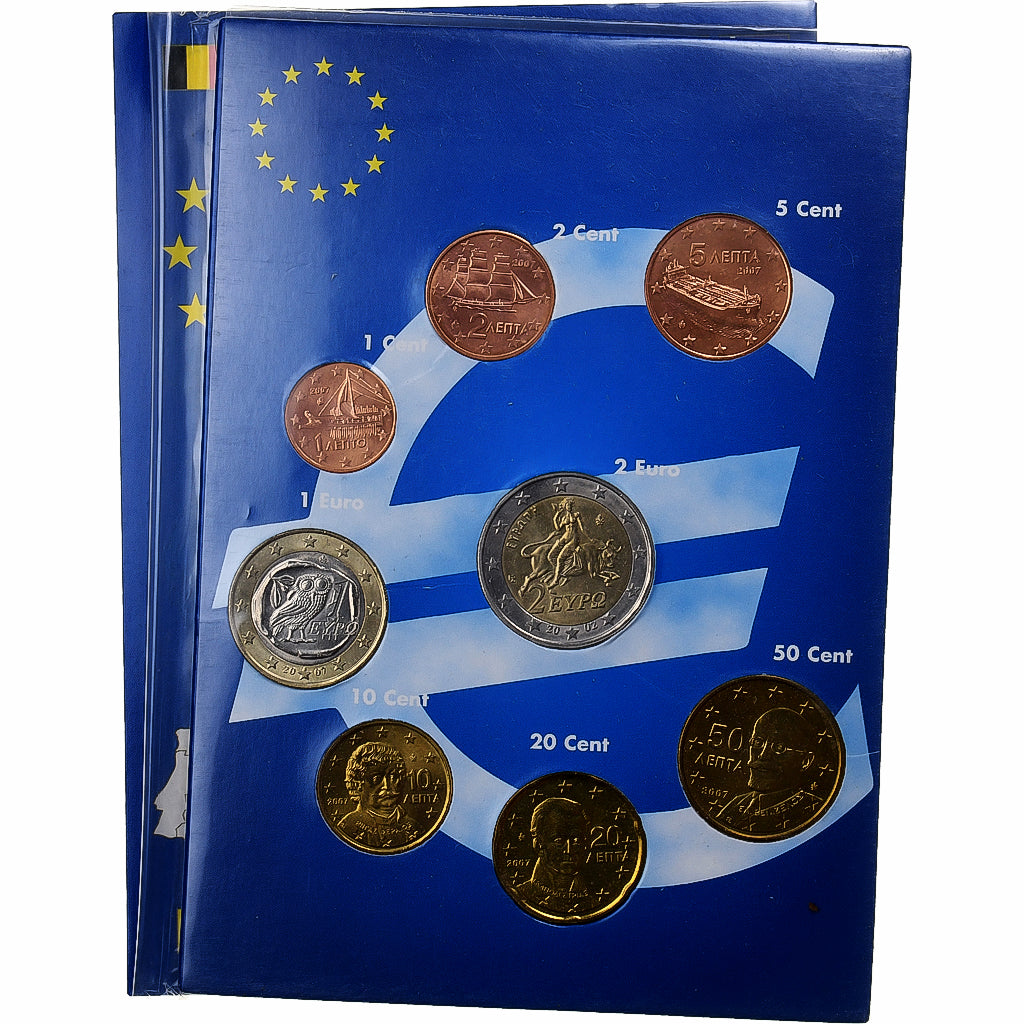Greece, Set 1 ct. - 2 Euro, Euro set, 2007, Athens, MS(65-70)
