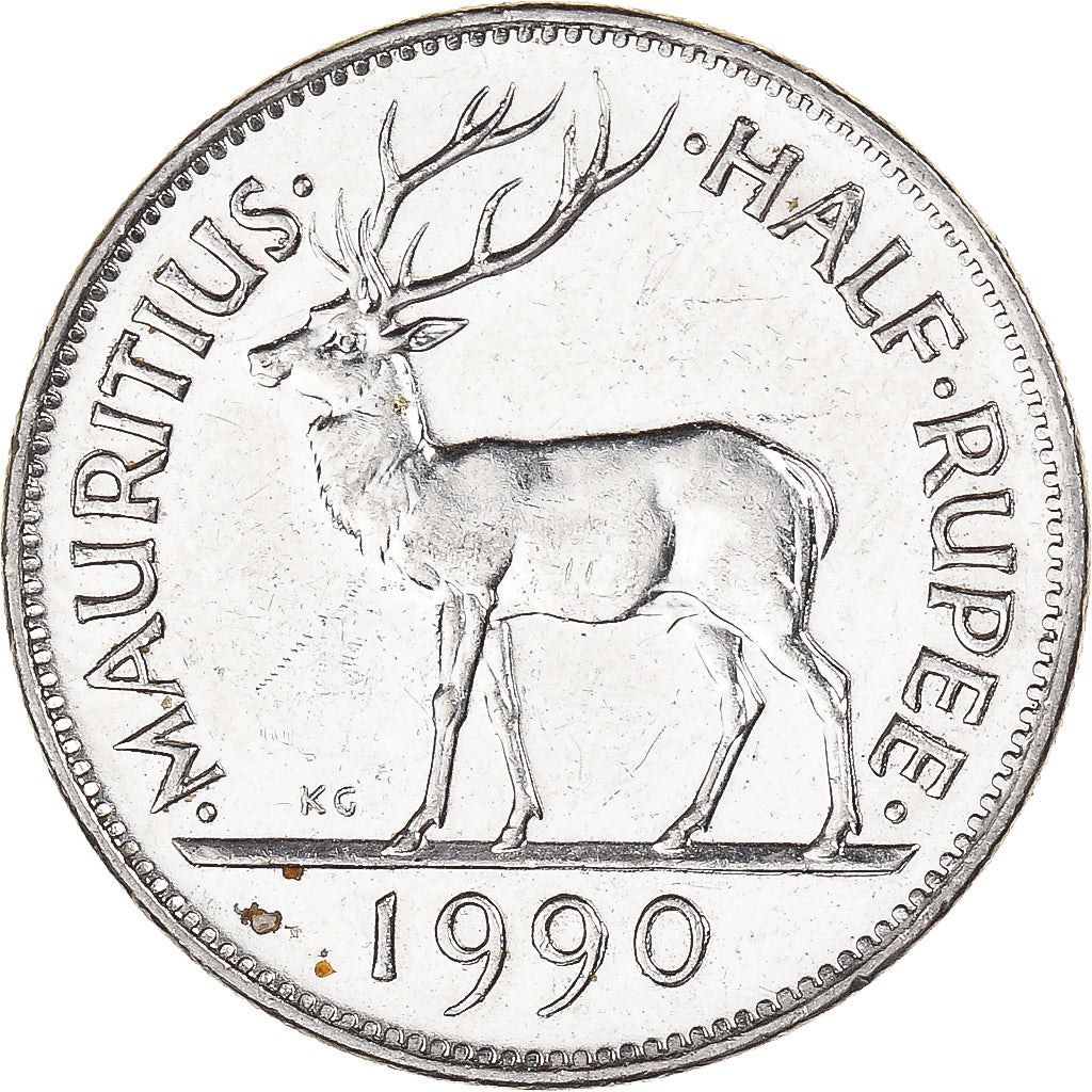 Coin, Mauritius, 1/2 Rupee, 1990