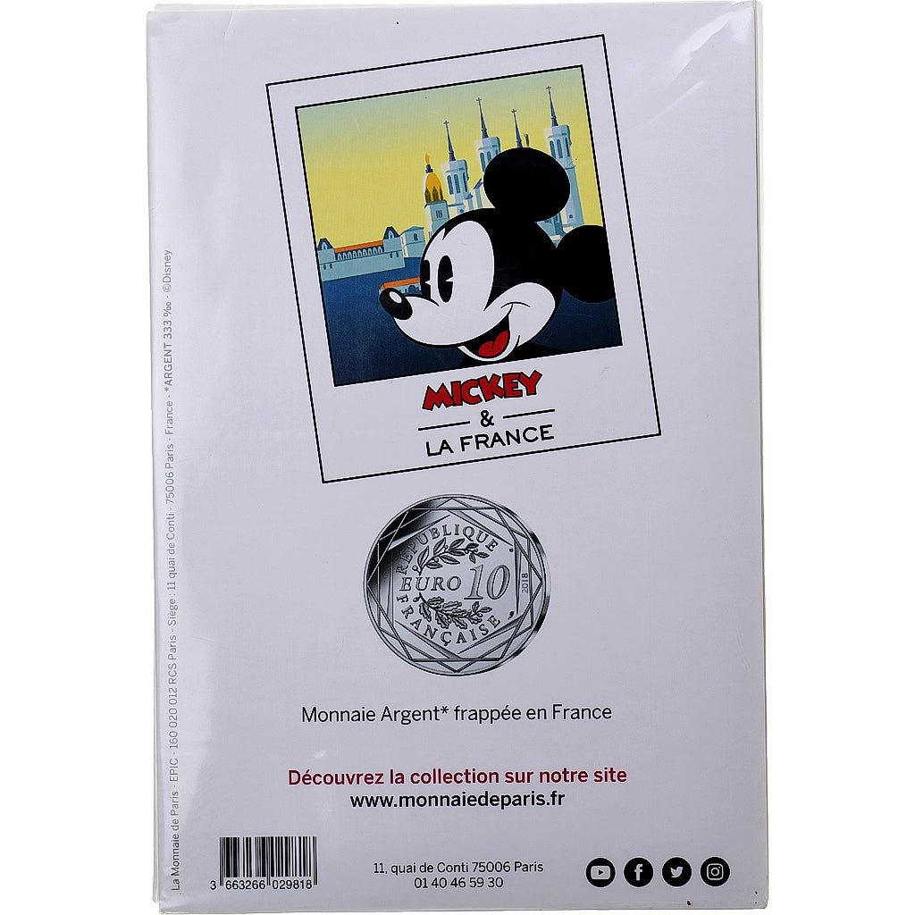 France, 10 Euro, Mickey (Lyon), 2019, MDP, Silver, MS(65-70)