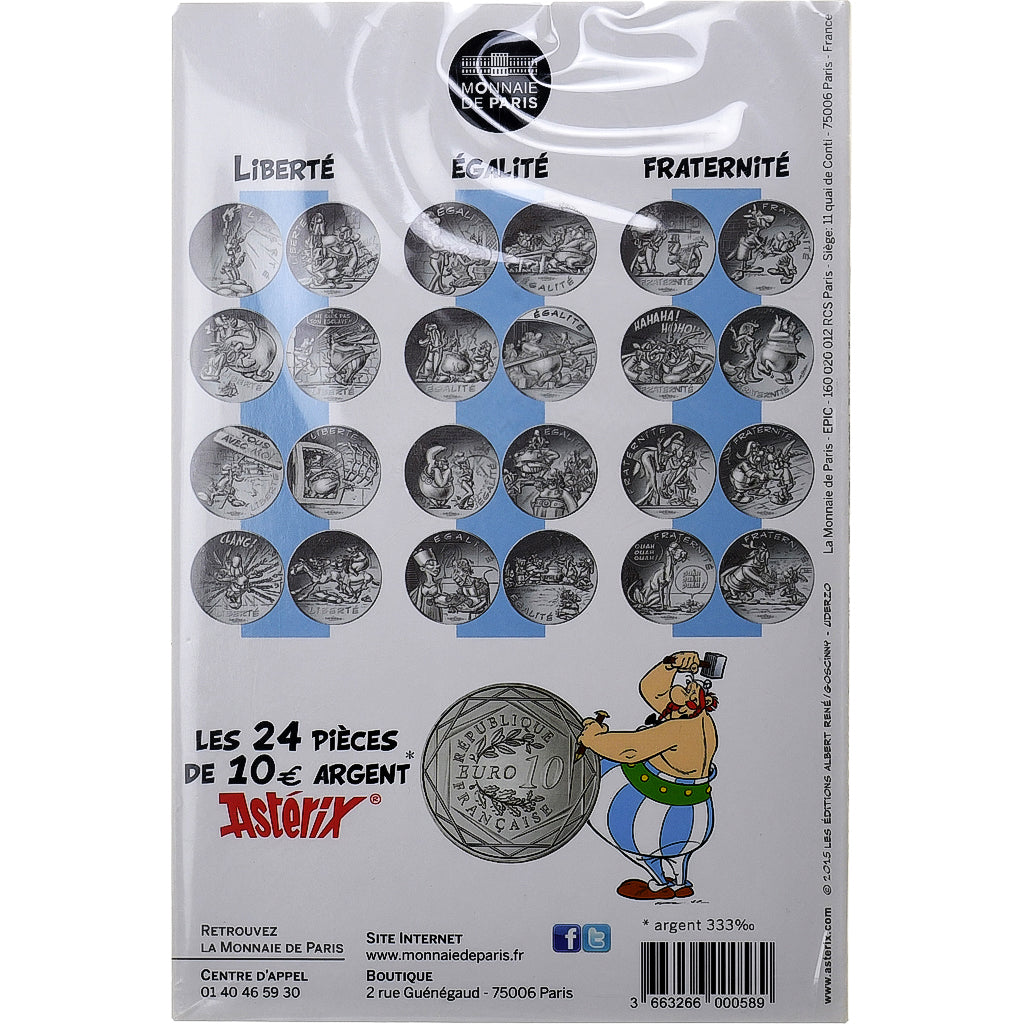 France, 10 Euro, Astérix Fraternité (Astérix chez les Helvètes), 2015, MDP
