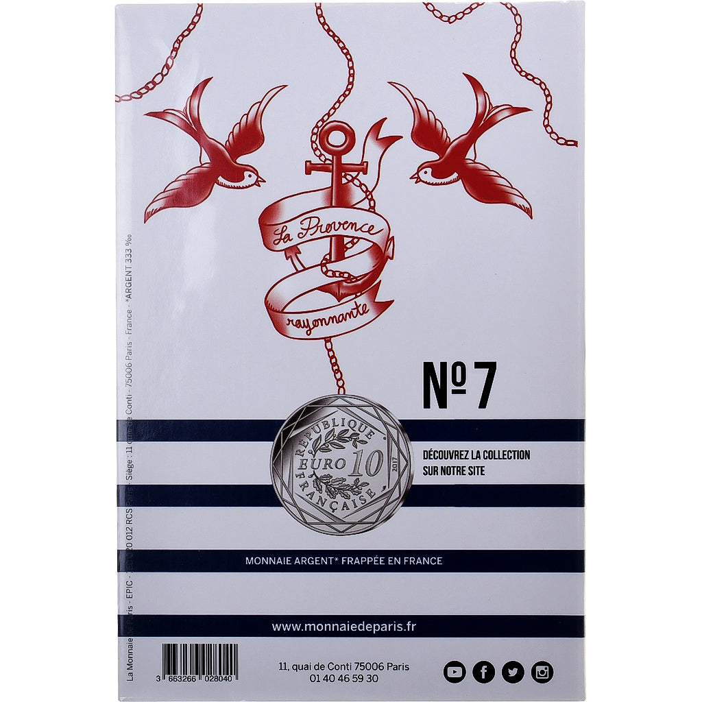 France, 10 Euro, Jean-Paul Gaultier (La Provence rayonnante), 2017, MDP, Silver