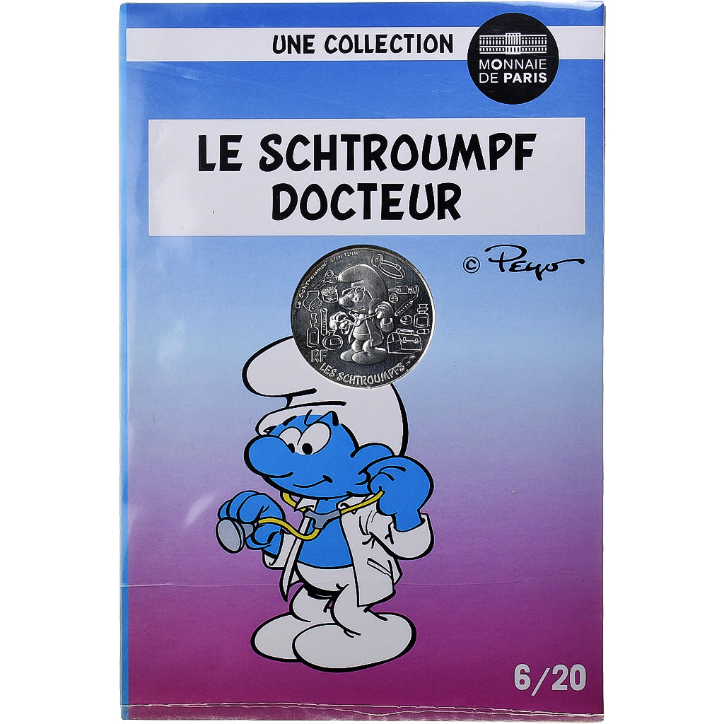France, 10 Euro, Le Schtroumpf Docteur (6/20), 2020, MDP, Silver, MS(63)