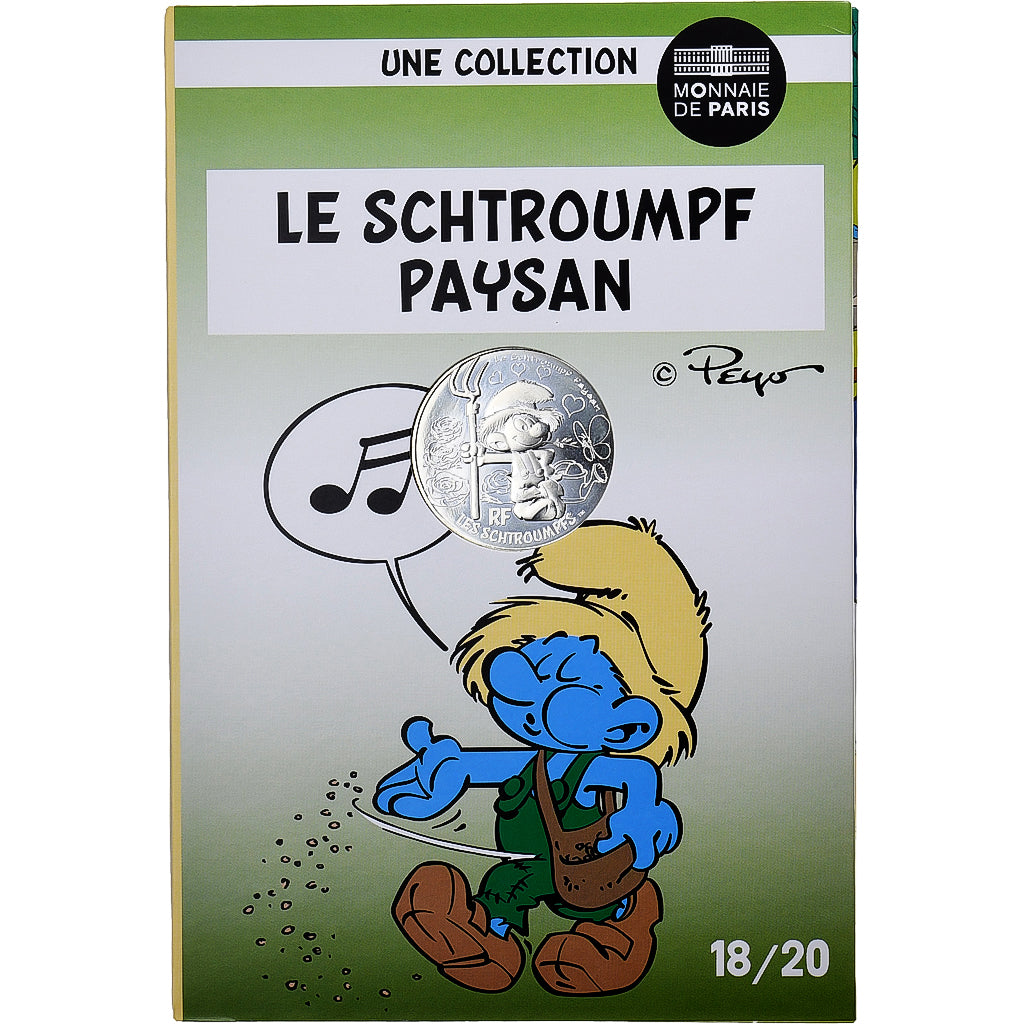 France, 10 Euro, Le Schtroumpf Paysan (18/20), 2020, MDP, Argent, SPL