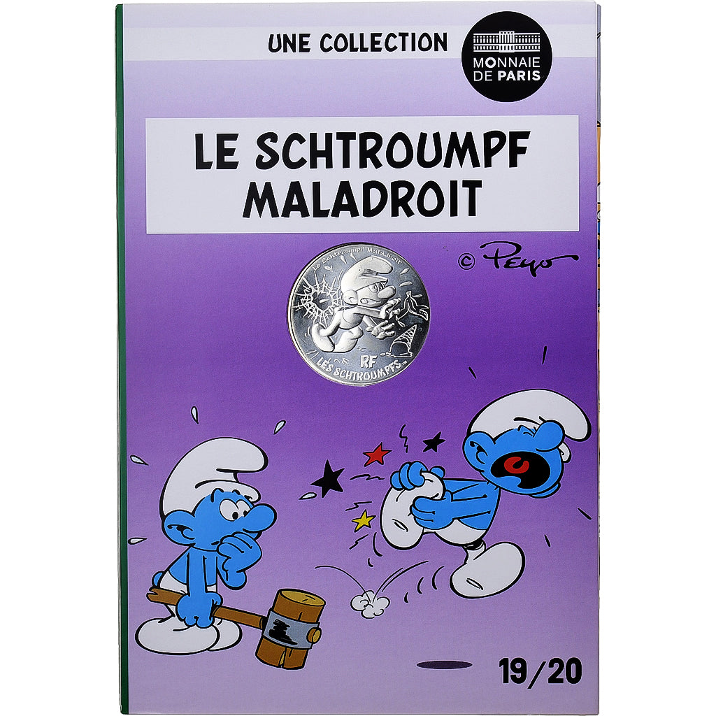 Francja, 10 Euro, Le Schtroumpf Maladroit (19/20), 2020, MDP, Srebro, MS(63)