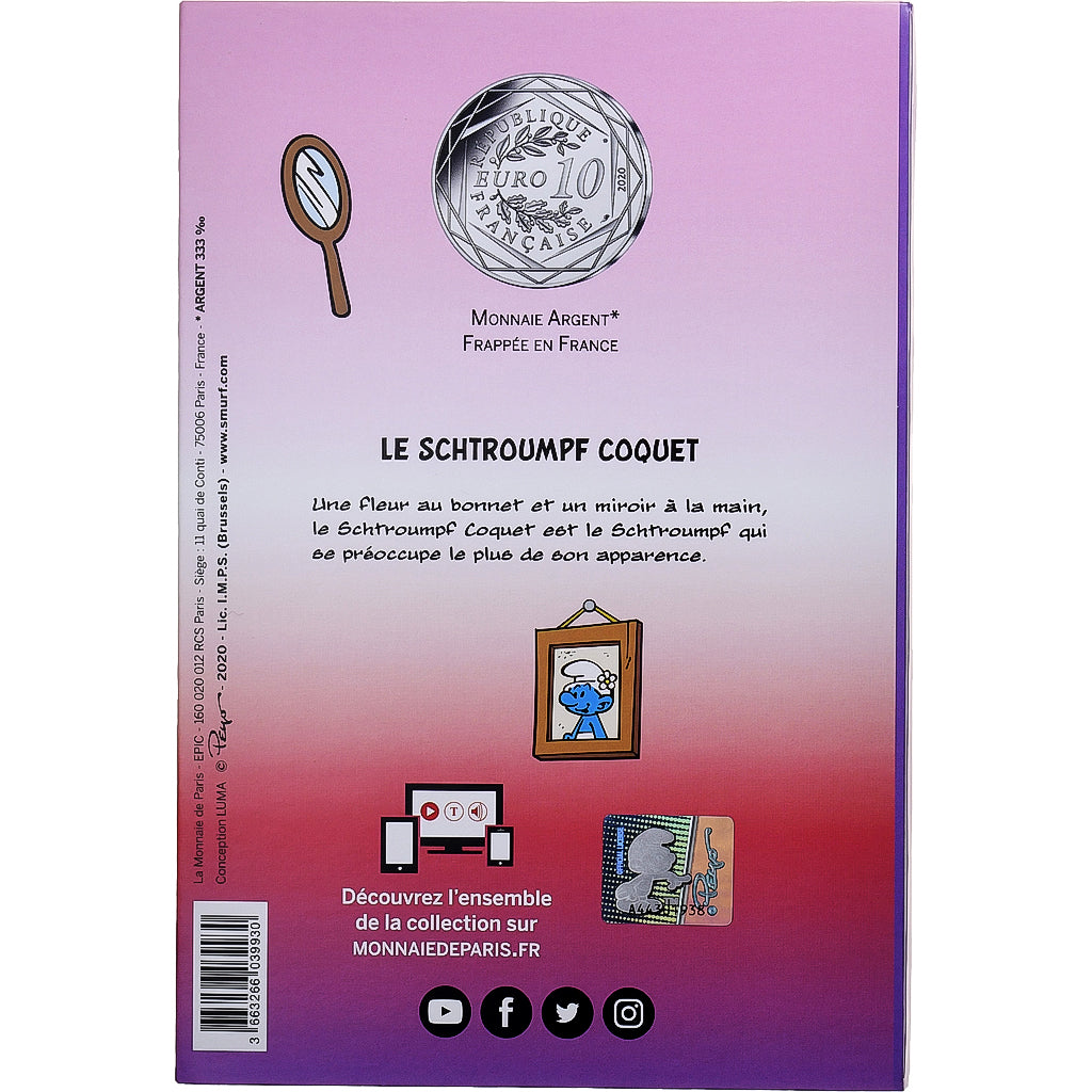 Francia, 10 Euro, Le Schtroumpf Coquet (11/20), Colorized, 2020, MDP, Argento