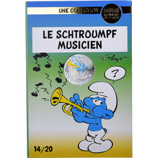 France, 10 Euro, Le Schtroumpf Musicien (14/20), Colorized, 2020, MDP, Silver