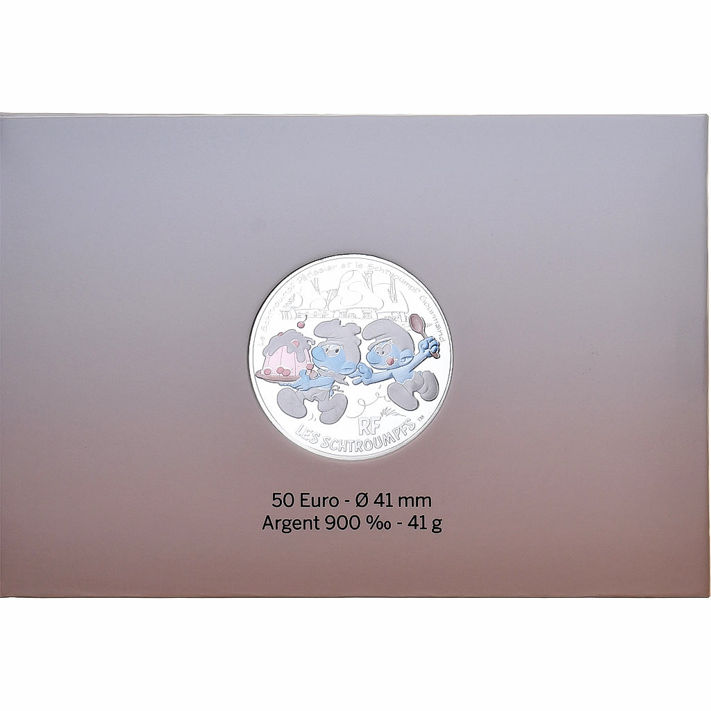France, 50 Euro, Le Schtroumpf Gourmand, Colorized, 2020, MDP, Silver, MS(63)