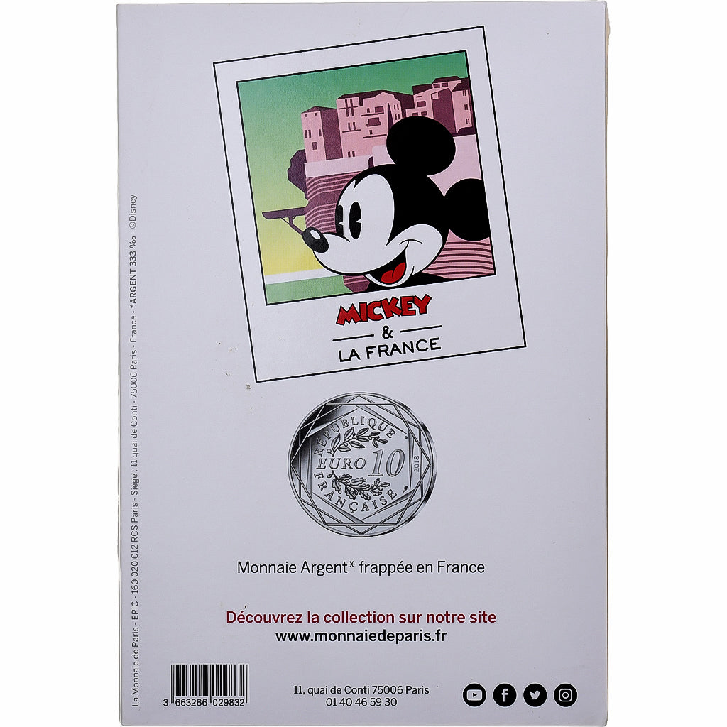 France, 10 Euro, Mickey - Balade de toute beauté, 2018, MDP, Silver, MS(63)