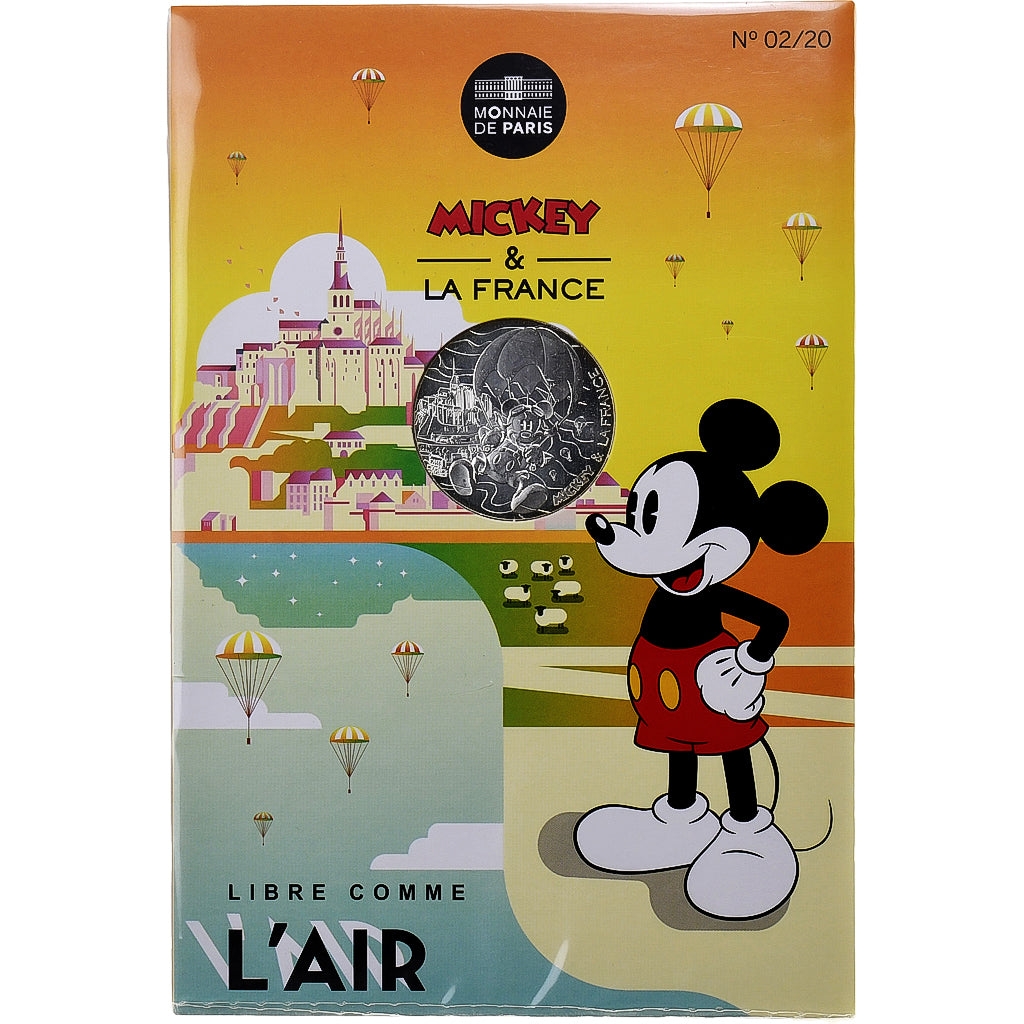 France, 10 Euro, Mickey - Libre comme l'air, 2018, MDP, Silver, MS(65-70)
