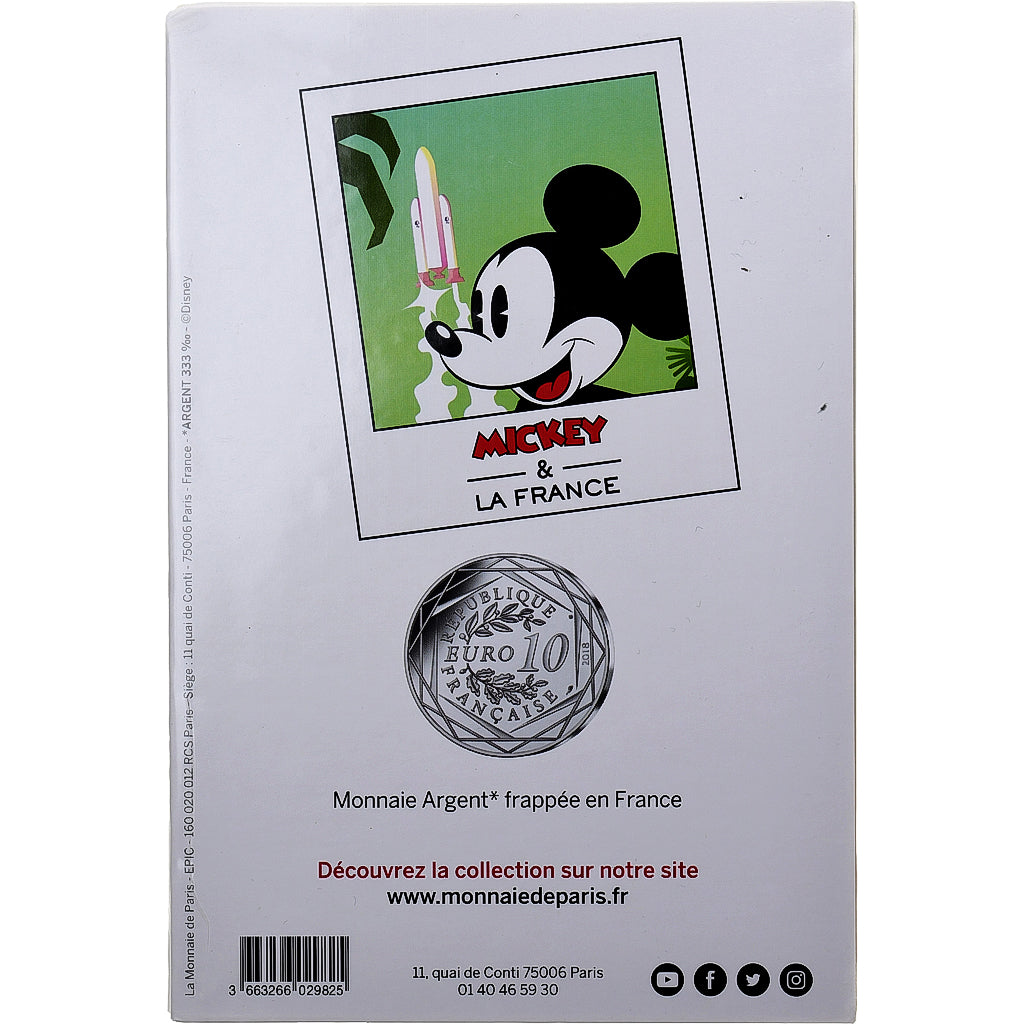 France, 10 Euro, Mickey - Compte à rebours, 2018, MDP, Silver, MS(65-70)