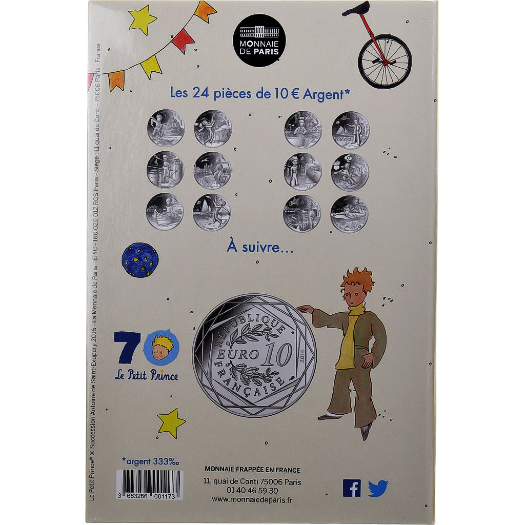 France, 10 Euro, Le Petit Prince (fait le funambule à La Rochelle), 2016, MDP