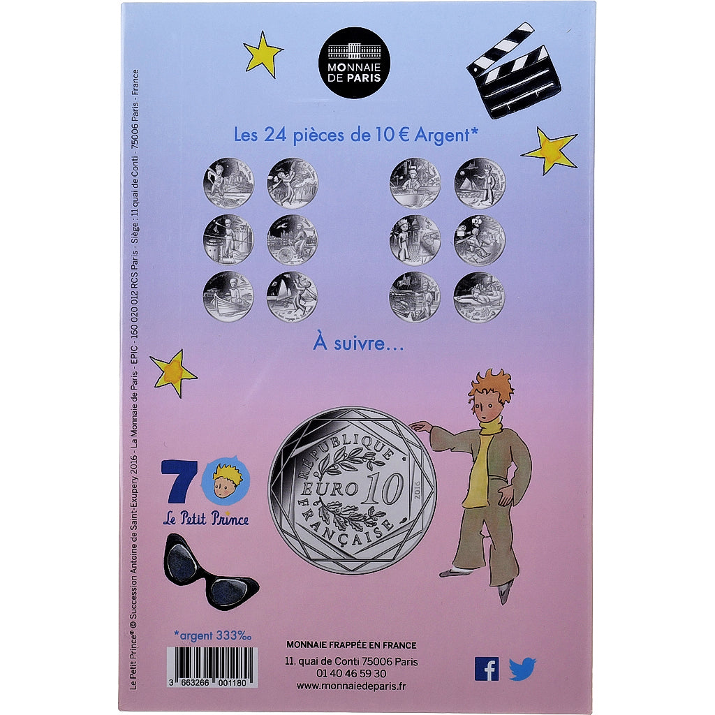 France, 10 Euro, Petit Prince (fait du cinéma), 2016, MDP, Argent, FDC