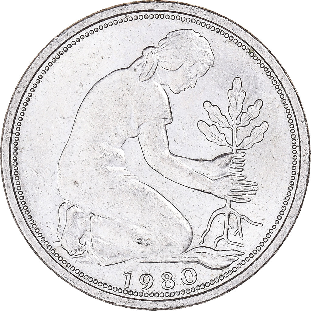 Moeda, Alemanha, 50 Pfennig, 1980
