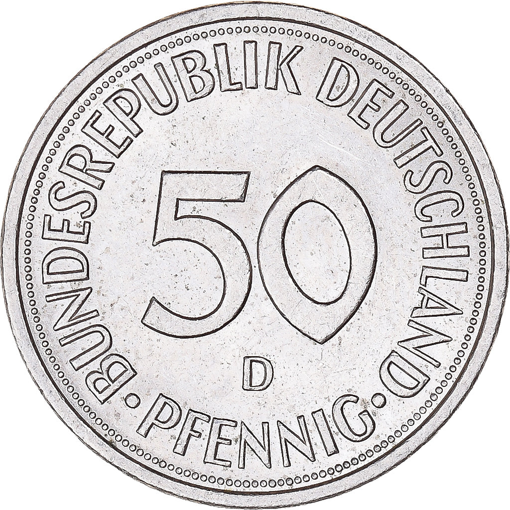 Moeda, Alemanha, 50 Pfennig, 1980