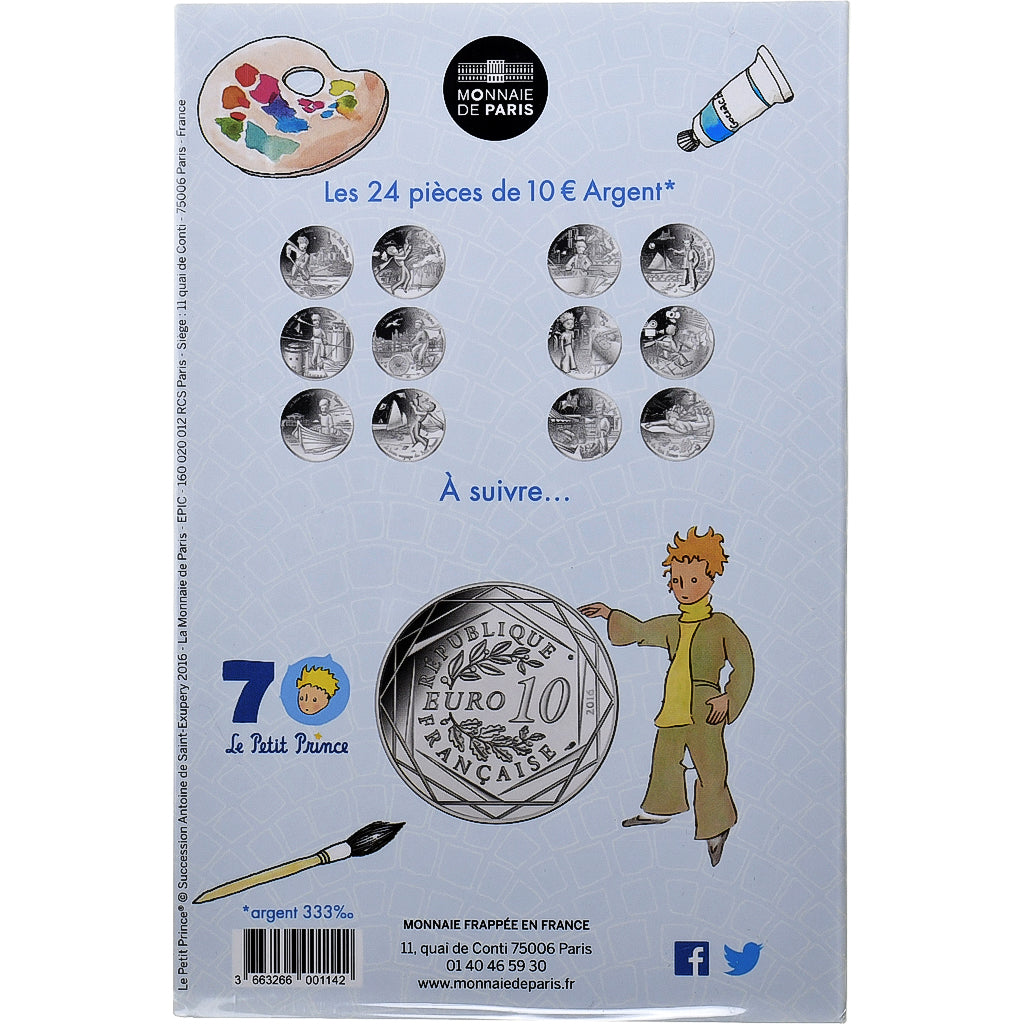 France, 10 Euro, Le Petit Prince (et les peintres), 2016, MDP, Argent, FDC